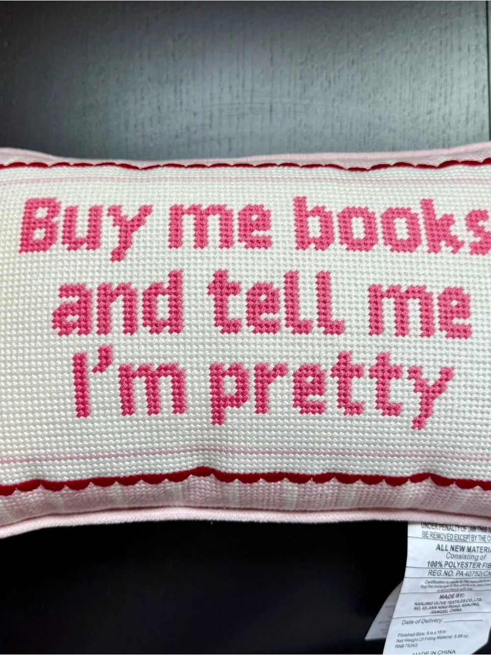 NEW buy me books and tell me I’m pretty needpoint book pillow